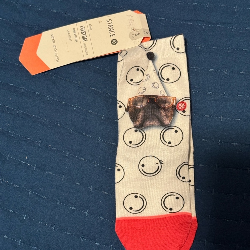 Stance Casual White and Red Socks with Playful Design